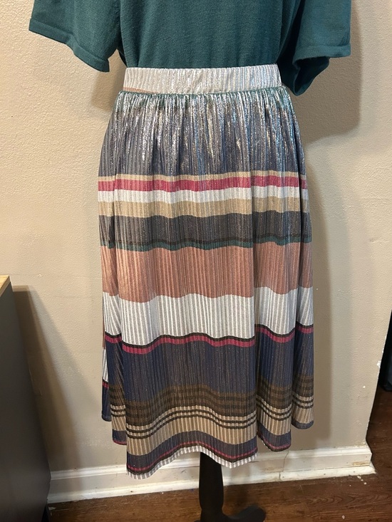 Jessy B Dresses & Skirts - Jessy B ModCloth Metallic Pleated Stripe Midi Skirt 2X Plus Size Made USA